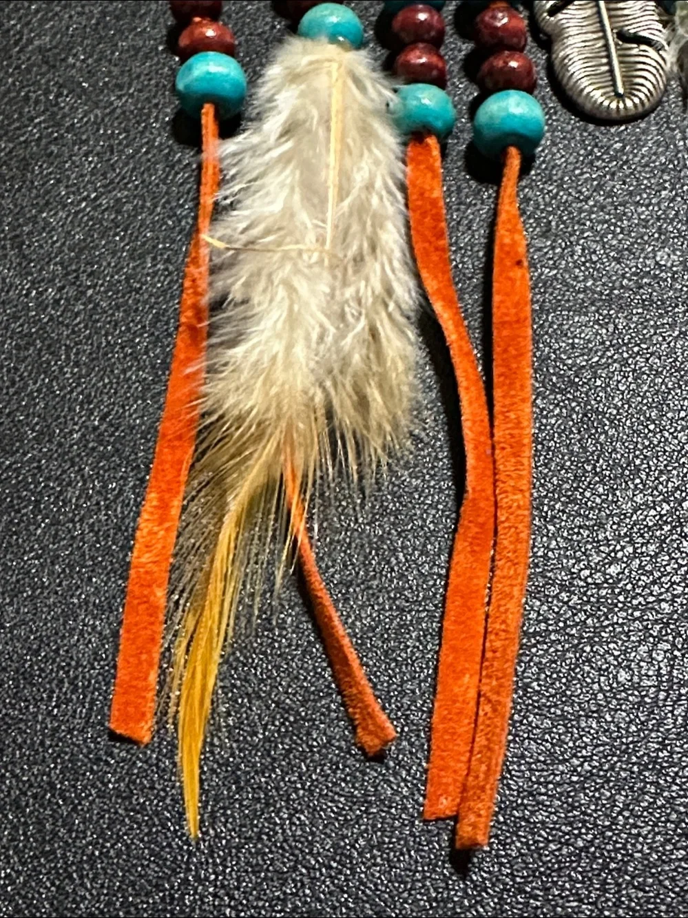 225.  Dream Catcher With Feathers & Wood Beads Key Chain / Bag Charm